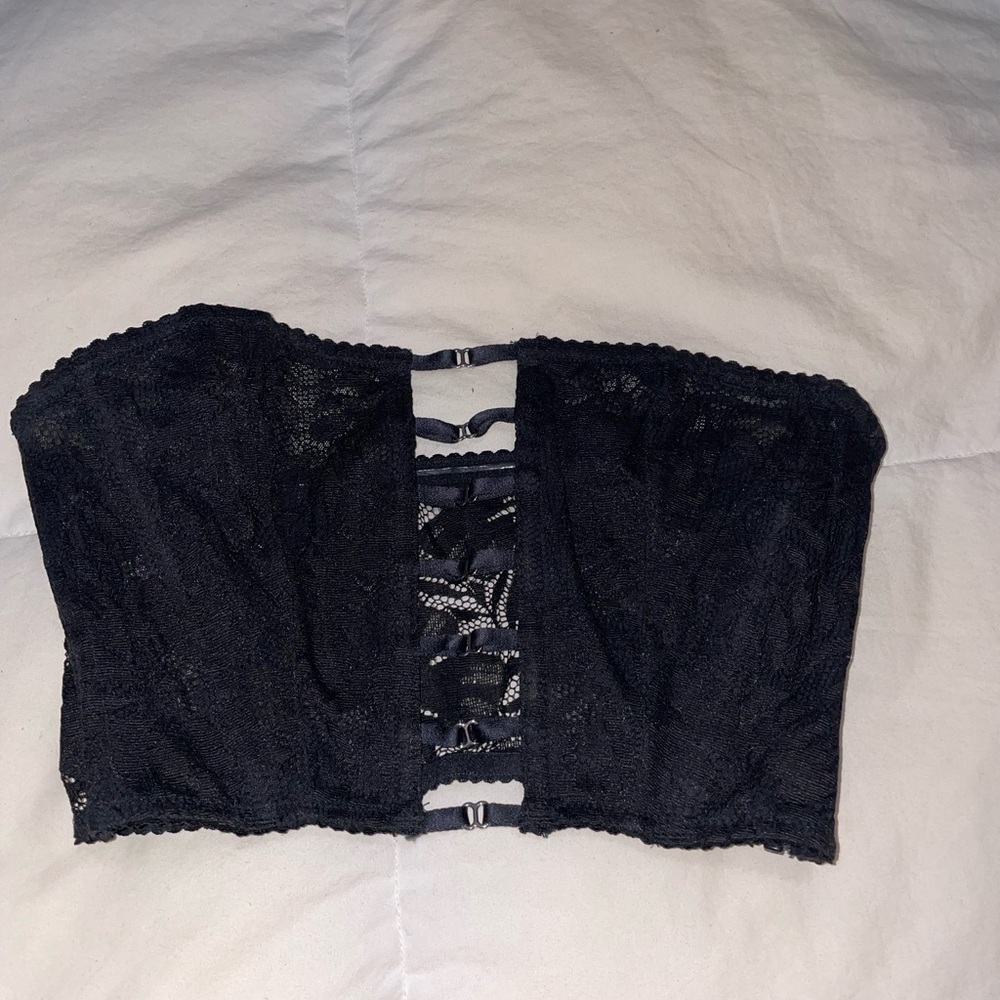 Victoria's Secret Black Lace Strapless Top